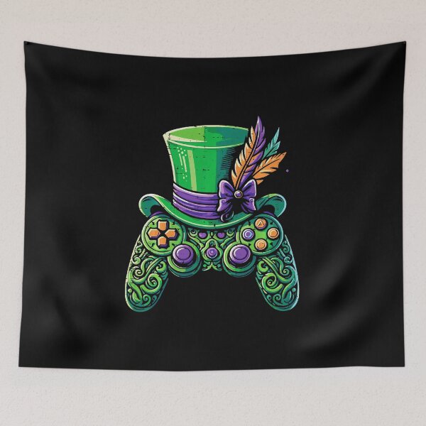 Item preview, Mardi Gras Gaming Controller with Festive Carnival Hat Retro Style designed and sold by FGTV2021.