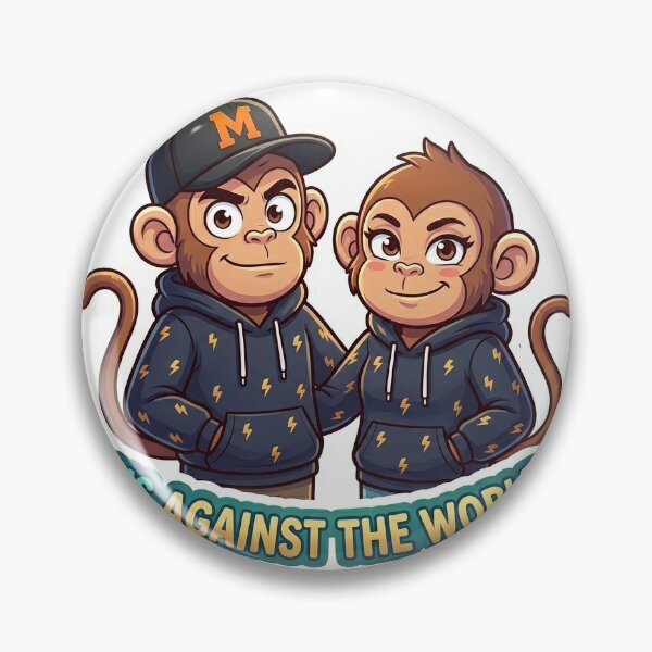 Item preview, Us Against The World Monkey Sticker | Cute Couple Cartoon Design designed and sold by Newkidshub.