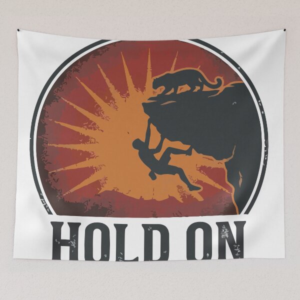 Item preview, Hold On - Retro Bouldering Snow Leopard Climbing Graphic designed and sold by ArcApparel2020.