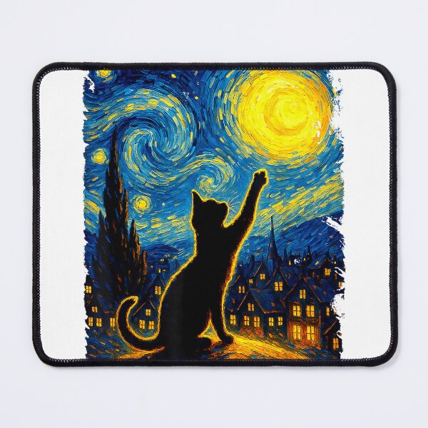Item preview, Black Cat Starry Night Van Gogh Cat, Cat Mom, Cat Dad T-Shirt designed and sold by rawr00.