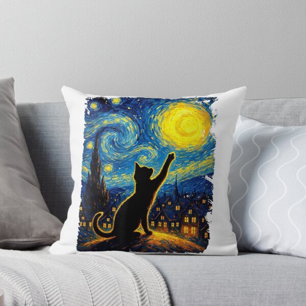 Item preview, Black Cat Starry Night Van Gogh Cat, Cat Mom, Cat Dad T-Shirt designed and sold by rawr00.