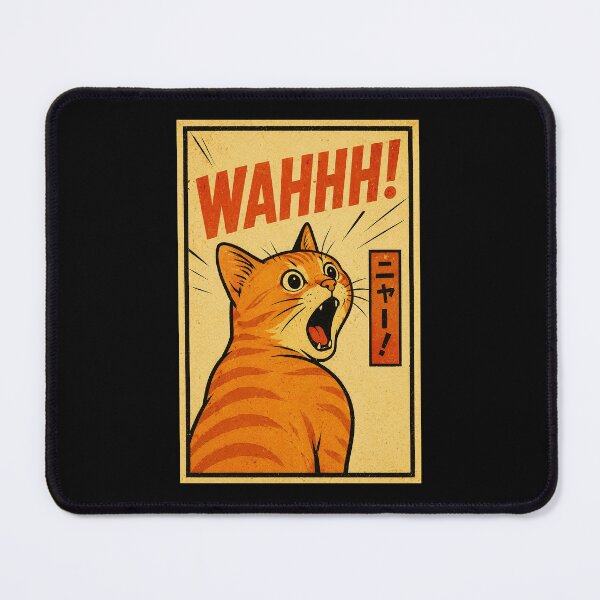 Item preview, Retro Orange Cat Reaction Poster with Loud Manga Panic Expression designed and sold by ferminhays.