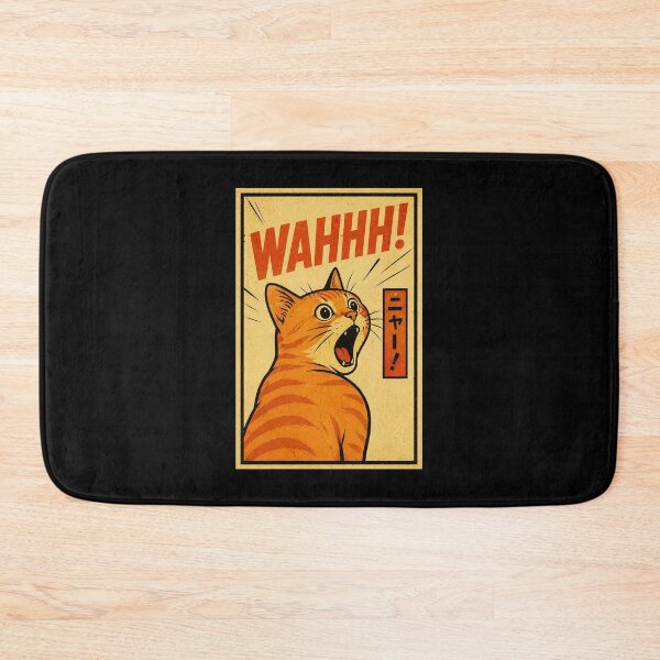 Item preview, Retro Orange Cat Reaction Poster with Loud Manga Panic Expression designed and sold by ferminhays.