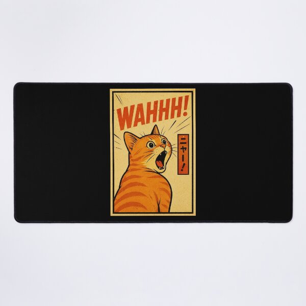 Item preview, Retro Orange Cat Reaction Poster with Loud Manga Panic Expression designed and sold by ferminhays.