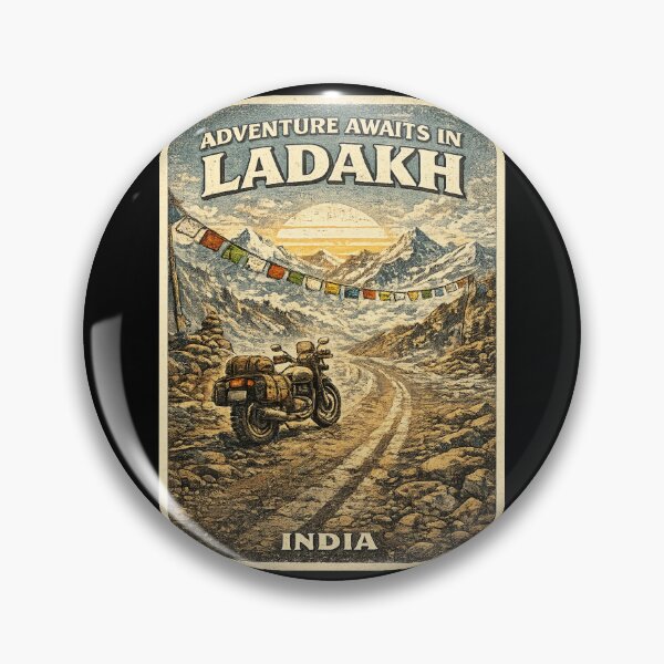 Item preview, Adventure Awaits in Ladakh Vintage Motorcycle Road Trip Design designed and sold by Globalcitytees.