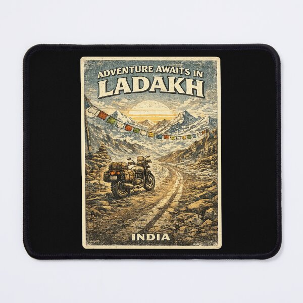 Item preview, Adventure Awaits in Ladakh Vintage Motorcycle Road Trip Design designed and sold by Globalcitytees.