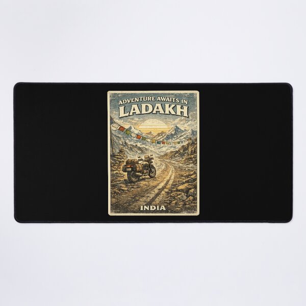 Item preview, Adventure Awaits in Ladakh Vintage Motorcycle Road Trip Design designed and sold by Globalcitytees.