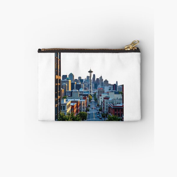 Item preview, Ulica Seattle o Zachodzie Słońca z Widokiem na Space Needle designed and sold by NeonSketch Lab.