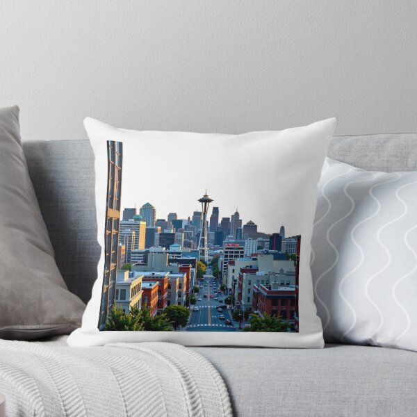 Item preview, Ulica Seattle o Zachodzie Słońca z Widokiem na Space Needle designed and sold by NeonSketch Lab.