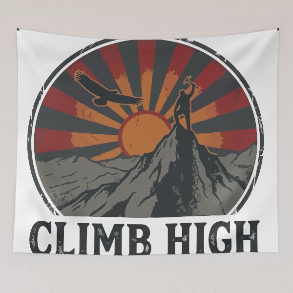Item preview, Climb High - Summit Climber And Eagle Vintage Badge designed and sold by ArcApparel2020.