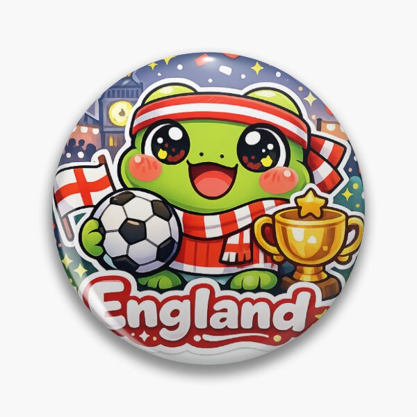 Aperçu de l'œuvre Grenouille Kawaii Fan de Foot Angleterre Sticker créée et vendue par Cozy404Lab.