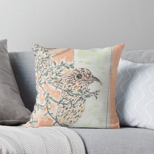 Item preview, Blackbird behind pots designed and sold by GiselleSellier.