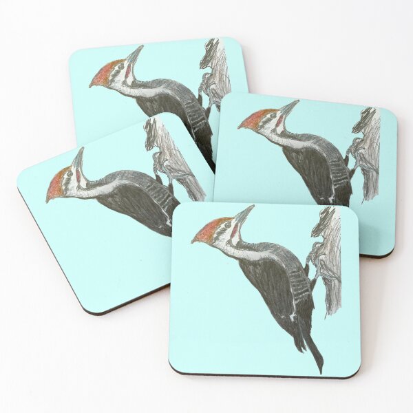 Item preview, Pileated Woodpecker - simple blue background designed and sold by woodland-towers.