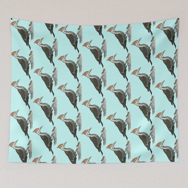Item preview, Pileated Woodpecker - simple blue background designed and sold by woodland-towers.