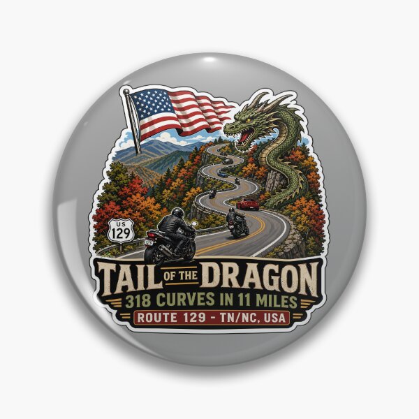 Item preview, Tail of the Dragon Road US 129 Motorcycle Sports Car Sticker & T-Shirt 12 designed and sold by OuterShellUK.