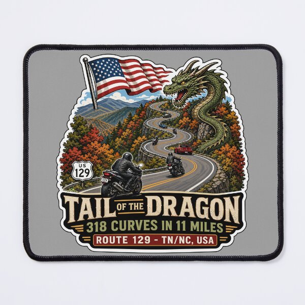 Item preview, Tail of the Dragon Road US 129 Motorcycle Sports Car Sticker & T-Shirt 12 designed and sold by OuterShellUK.