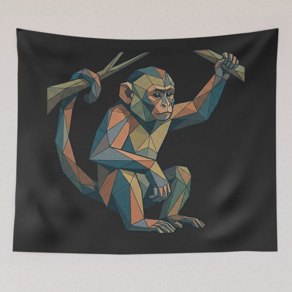 Item preview, Geometric Origami Monkey – Primate Art T-Shirt for Nature Lovers designed and sold by bsbd-action.