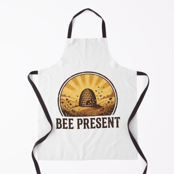Item preview, Bee Present - Vintage Skep Hive & Honey Bee Badge designed and sold by ArcApparel2020.