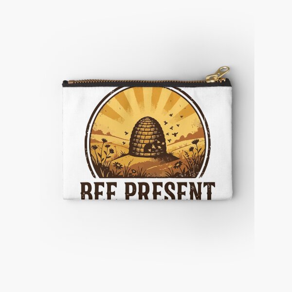 Item preview, Bee Present - Vintage Skep Hive & Honey Bee Badge designed and sold by ArcApparel2020.
