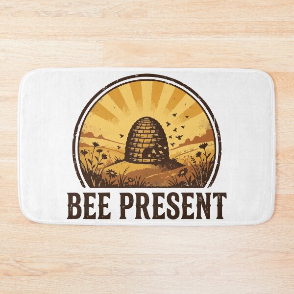 Item preview, Bee Present - Vintage Skep Hive & Honey Bee Badge designed and sold by ArcApparel2020.