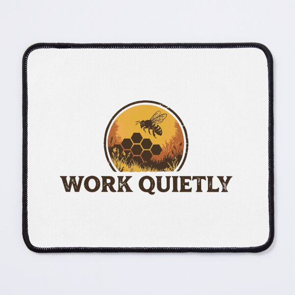 Item preview, Work Quietly - Retro Honeycomb & Flying Bee Emblem designed and sold by ArcApparel2020.