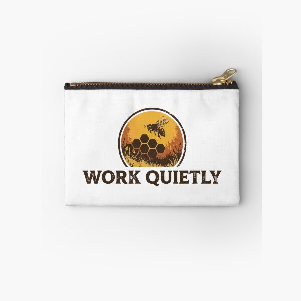 Item preview, Work Quietly - Retro Honeycomb & Flying Bee Emblem designed and sold by ArcApparel2020.