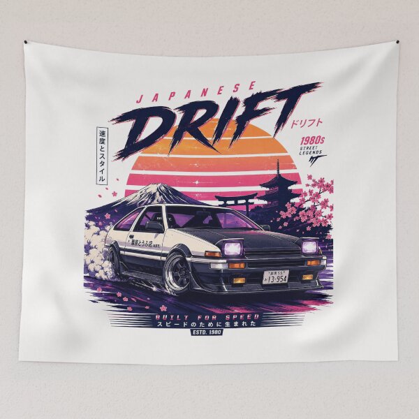 Item preview, Japanese Drift 1980s Retro Street Racing T-Shirt Design designed and sold by RelateAndTee.