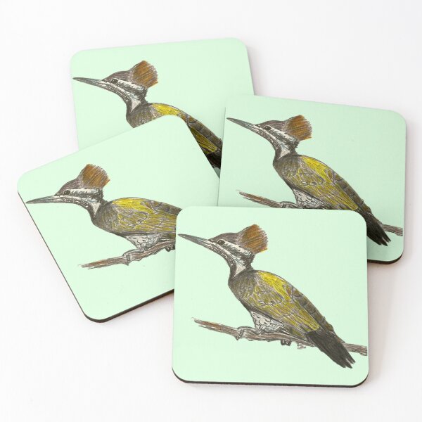 Item preview, Golden-backed Woodpecker - simple green background designed and sold by woodland-towers.
