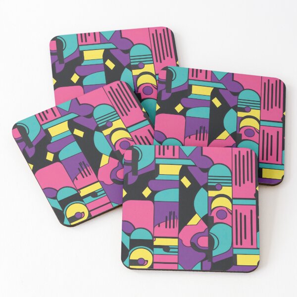 Item preview, 90s Retro Geometric Pattern in Pink Teal Yellow designed and sold by ArtDesignRemix.
