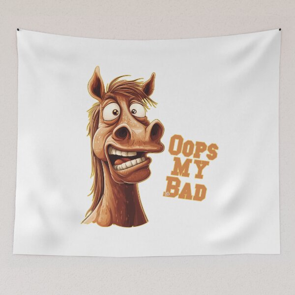 Item preview, Oops My Bad Funny Horse Mascot Shocked Cartoon Streetwear Graphic designed and sold by DesignArtist.ia.
