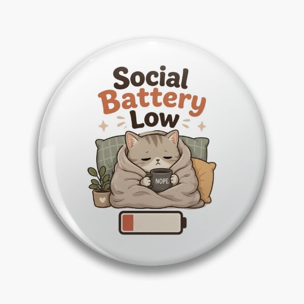 Item preview, Introvert Cat Social Battery Low Meme Design designed and sold by ArtsyExplorer.