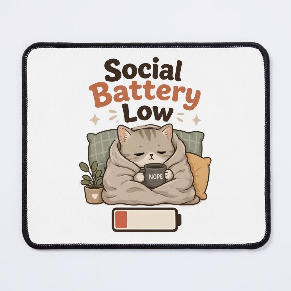 Item preview, Introvert Cat Social Battery Low Meme Design designed and sold by ArtsyExplorer.