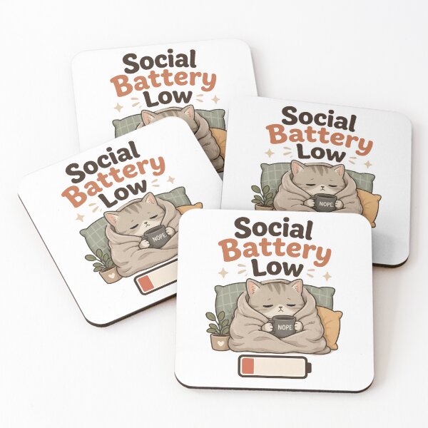 Item preview, Introvert Cat Social Battery Low Meme Design designed and sold by ArtsyExplorer.