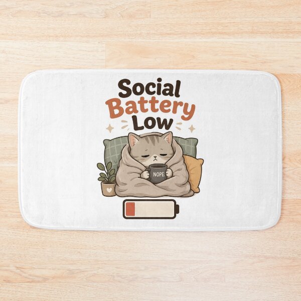 Item preview, Introvert Cat Social Battery Low Meme Design designed and sold by ArtsyExplorer.