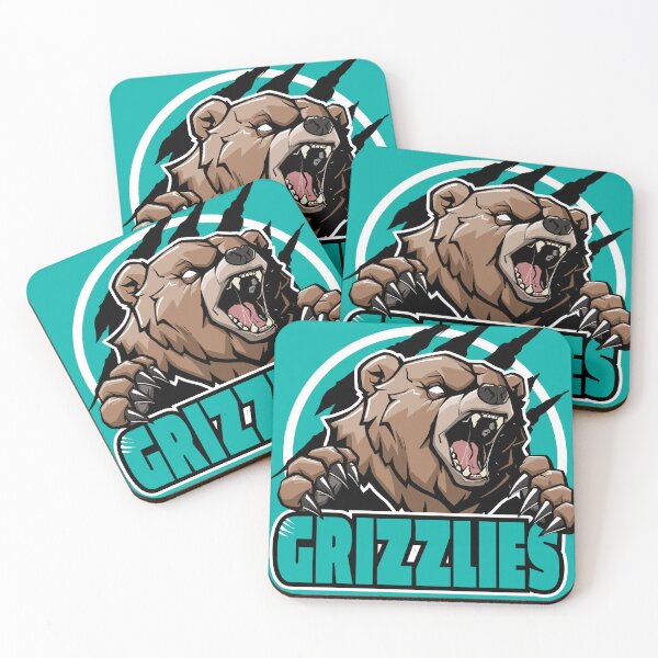 Item preview, Grizzlies Unleashed - Teal and Brown Grizzly Bear Mascot Illustration designed and sold by Canache.