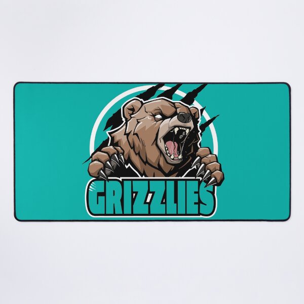 Item preview, Grizzlies Unleashed - Teal and Brown Grizzly Bear Mascot Illustration designed and sold by Canache.