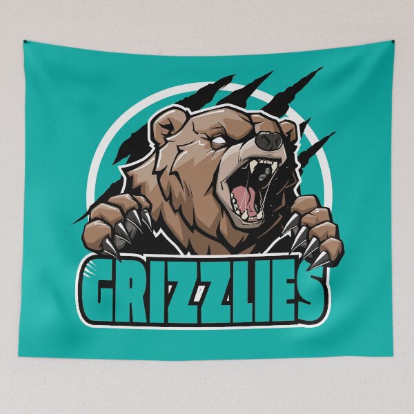 Item preview, Grizzlies Unleashed - Teal and Brown Grizzly Bear Mascot Illustration designed and sold by Canache.