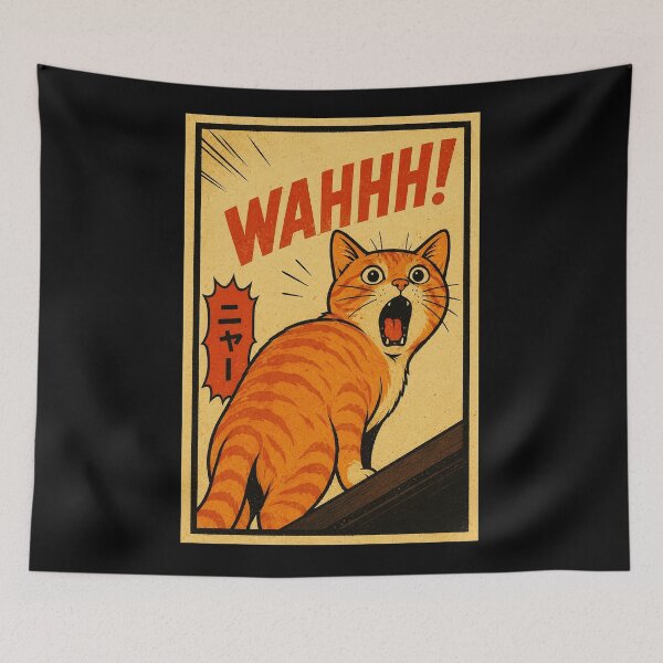 Item preview, Funny Orange Tabby Cat Poster with Retro Manga Panic Energy designed and sold by ferminhays.