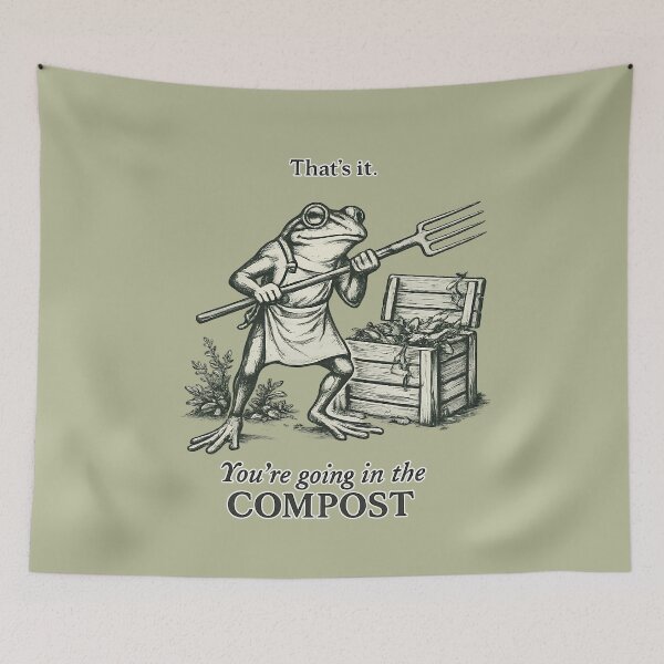Item preview, You Are Going In The Compost Funny Frog Vintage Illustration designed and sold by tarzbol.