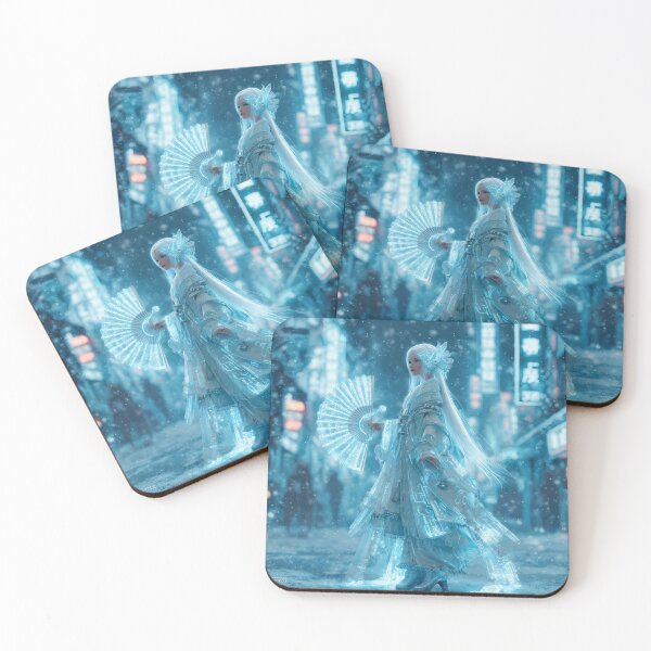 Item preview, Neon Geisha Snow – Cyberpunk Ice Kimono Neo Tokyo Winter designed and sold by Neo Tokio.