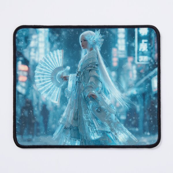 Item preview, Neon Geisha Snow – Cyberpunk Ice Kimono Neo Tokyo Winter designed and sold by Neo Tokio.