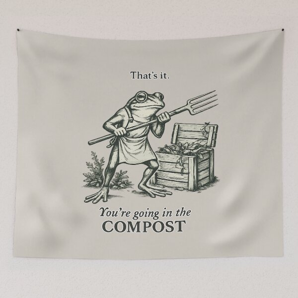 Item preview, You Are Going In The Compost Funny Frog Vintage Illustration designed and sold by tarzbol.