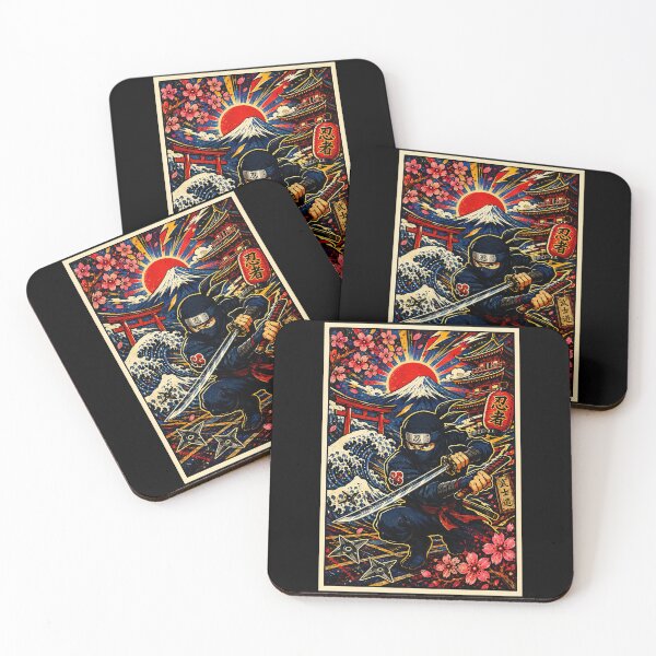 Item preview, Retro Ninja Warrior Poster with Japanese Samurai Action designed and sold by eliramaison.