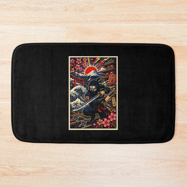 Item preview, Retro Ninja Warrior Poster with Japanese Samurai Action designed and sold by eliramaison.