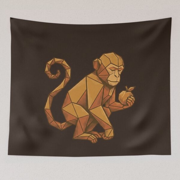 Item preview, Golden Geometric Monkey – Animal Art Notebook for Coffee Lovers designed and sold by bsbd-action.