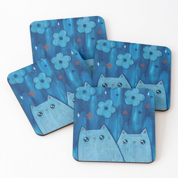 Item preview, Two in Blue - Cat Mixed Media - Day 128 of 365  designed and sold by BeeandKiwi.