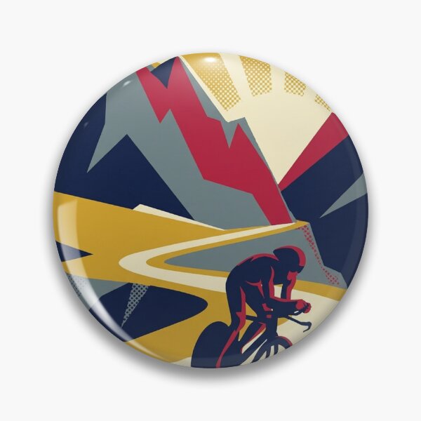 Item preview, Cyclist Mountain Descent Geometric Poster Art designed and sold by FoxglovePress.