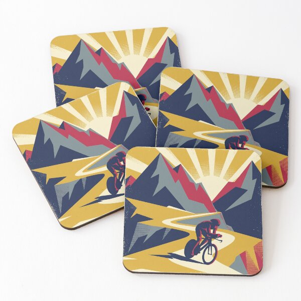 Item preview, Cyclist Mountain Descent Geometric Poster Art designed and sold by FoxglovePress.