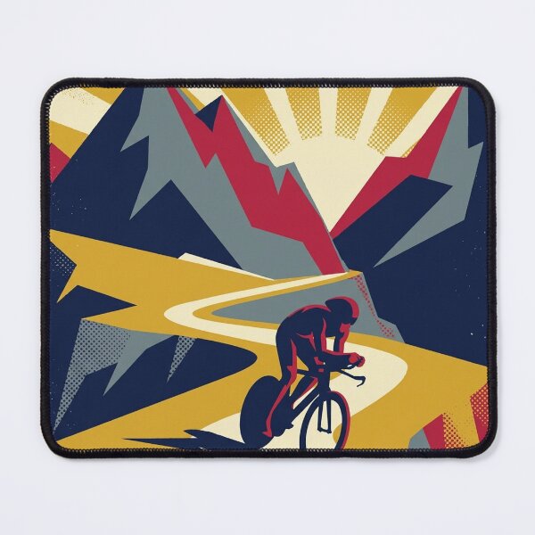 Item preview, Cyclist Mountain Descent Geometric Poster Art designed and sold by FoxglovePress.