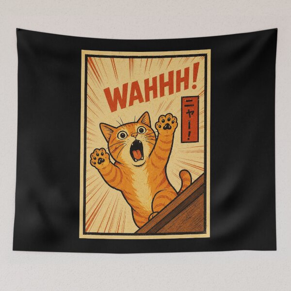 Item preview, Funny Orange Cat Panic Poster with Retro Manga Reaction Style designed and sold by ferminhays.